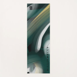 Arte Abstrata em Tapete de Yoga Preto Verde Esmera
