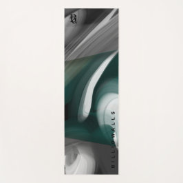 Arte Abstrata em Tapete de Yoga Preto Verde Esmera