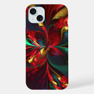 Arte abstrata floral moderna padrão vermelho verde