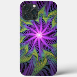 Arte abstrata fractal moderna flor roxa verde