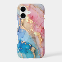 Arte Abstrata Mármore Rosa Azul Dourado 