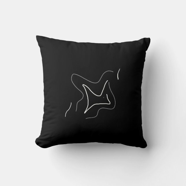 Arte Abstrata Minimalista Almofada Preta e Branca (Frente)