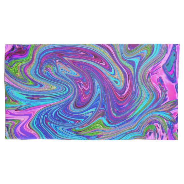 Arte Abstrata Retro Groovy Azul, Rosa e Roxo (Frente-Esquerda)