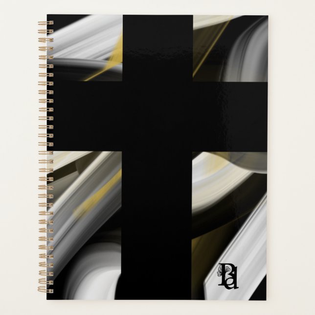 Arte abstrata tendência planejador preto branco do (Frente)