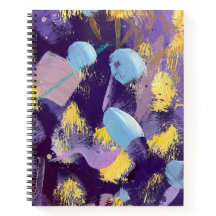 Arte abstrata vibrante, roxa e amarela