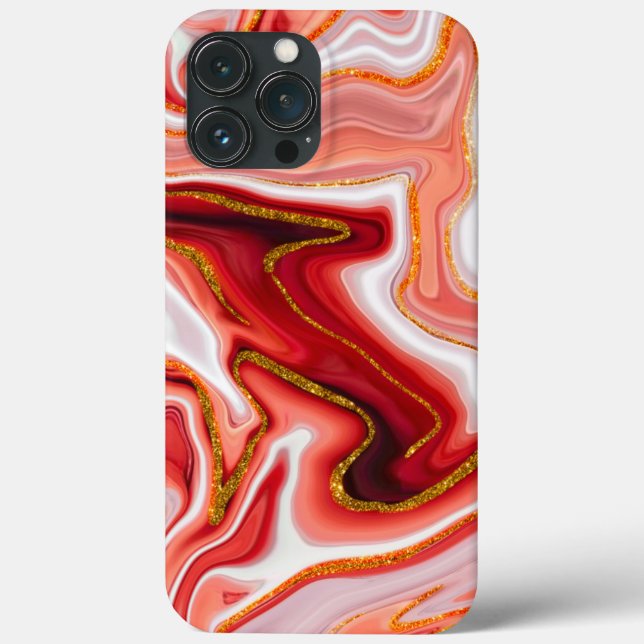 Arte Abstrata Vibrante Vermelha e Dourada (Verso)