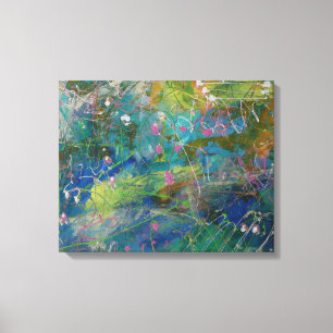 Arte Abstrato amarela cor-de-rosa na Canvas