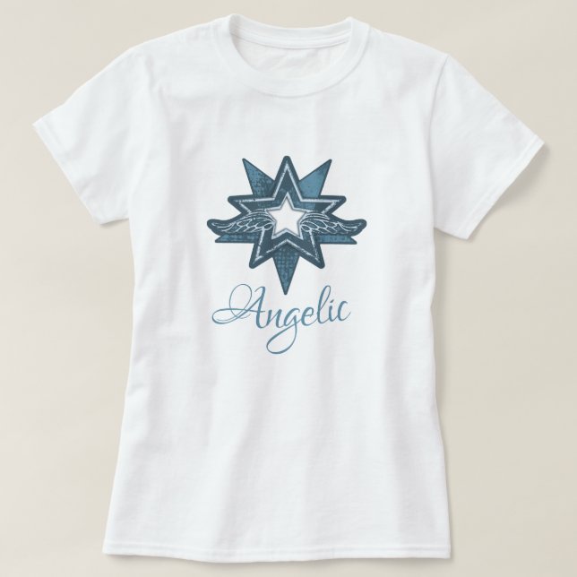 Arte Angélica de asas estreladas em t-shirt gráfic (Frente do Design)