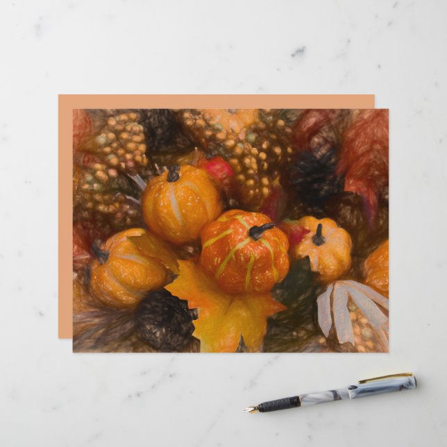 Arte Antiquada de Pompkin Autumn Burnt Orange Vint (Frente/Verso In Situ)