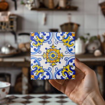 Arte Azulejo Azulejo - Mosaico Amarelo Azul