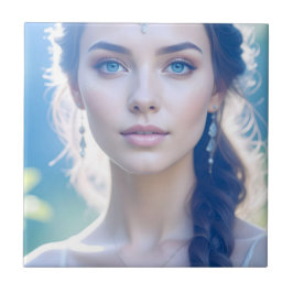 Arte Azulejo de Retrato de Olhos Azuis Eetéreos