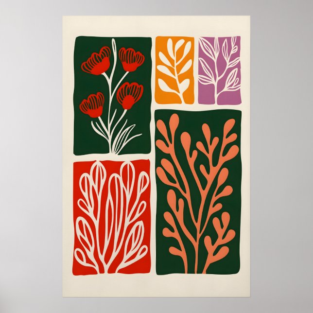 Arte Botânica Abstrata Impressão Boho Floral (Frente)