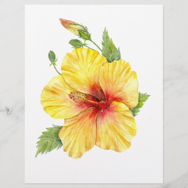 Arte Botânica Yellow Hibiscus (Frente)