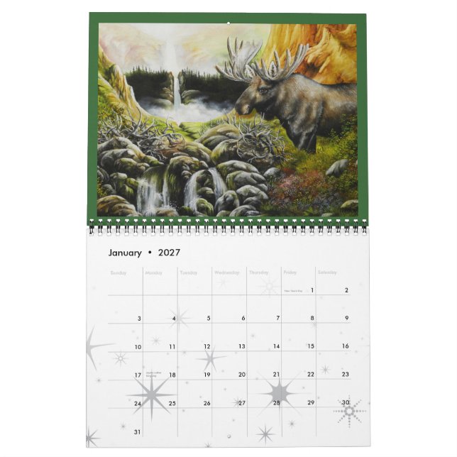 Arte Calendário de Vida Selvagem de David Paul (Jan 2027)