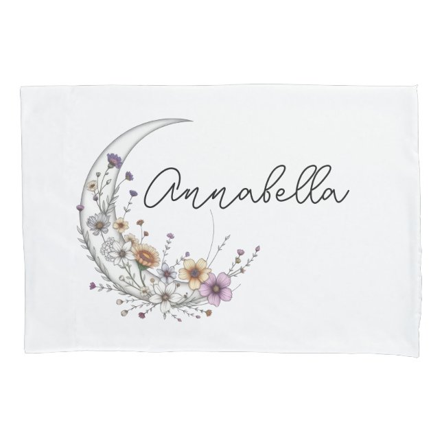 Arte Celestial Personalizada Floral Crescente Lua (Frente)