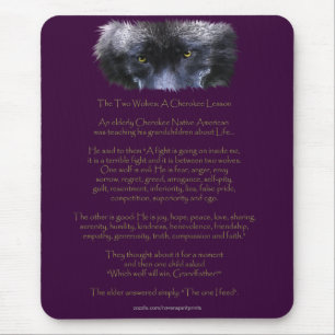 Arte CHEROKEE Mousepad do CONTO de DOIS LOBOS