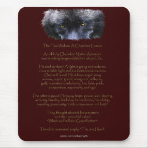 Arte CHEROKEE Mousepad do CONTO de DOIS LOBOS