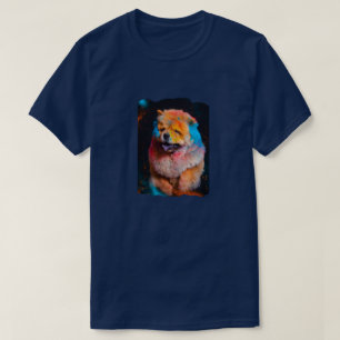 Arte Colorida de Corgi em Camiseta Gráfica Azul