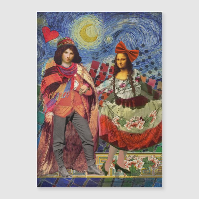 Arte Colorida Divertida e Romântica da Mona Lisa (Frente)