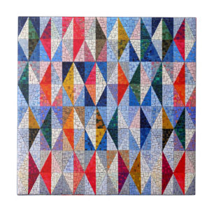 Arte com Efeito de Mosaico Colorido   Azulejos Qua