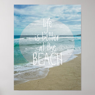 arte com poster de praia com texto