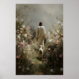 Arte Cristã de Jesus e Cordeiro Impressão Moderna