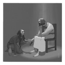 Arte Cristã De Mulher Lavando Pés De Jesus