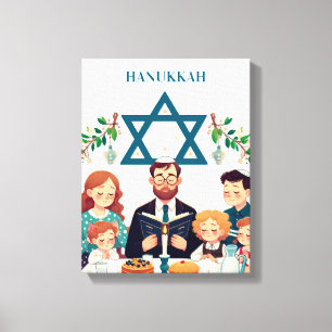 Arte da Canvas de Refeições da Família Hanukkah