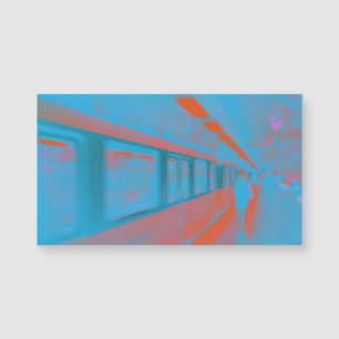 Arte da mulher parisiense no metrô em laranja azul