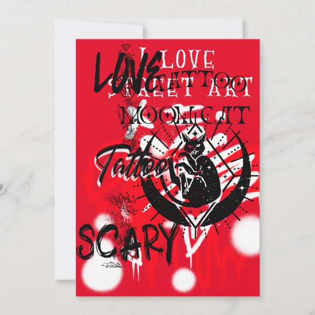 Arte da Rua Vermelha e Negra e uma Placa Plana de  (Frente)