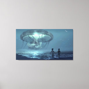Arte das canvas da cena da praia da fantasia