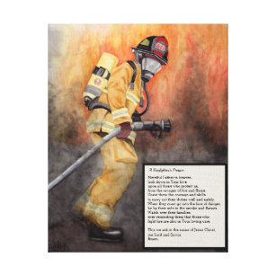Arte das canvas da oração de um sapador-bombeiro