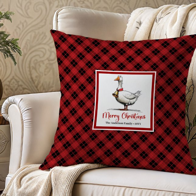 Arte de Almofada de Natal de Gansos Estranhos em C (Christmas Quirky Geese Cartoon Throw Pillow Art)