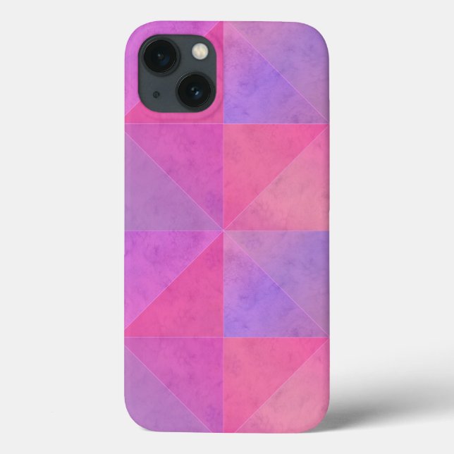 Arte de Aquarela com Triângulos Rosa e Roxo (Verso)
