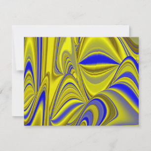 Arte de Arco-íris Abstrato 3D em Azul Amarelo Dour