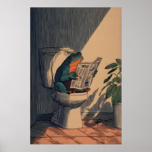 Arte de banheiro de sapo Impressão de desenho de l