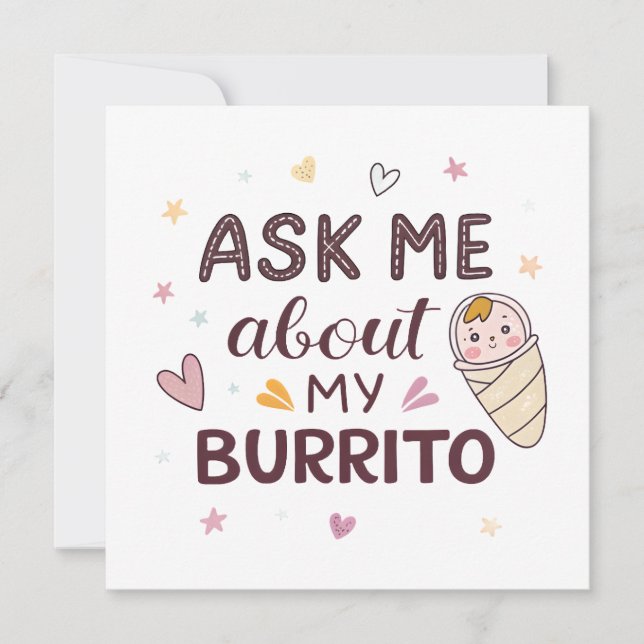 Arte de Bebê Fofo Pergunte Sobre Meu Burrito (Frente)