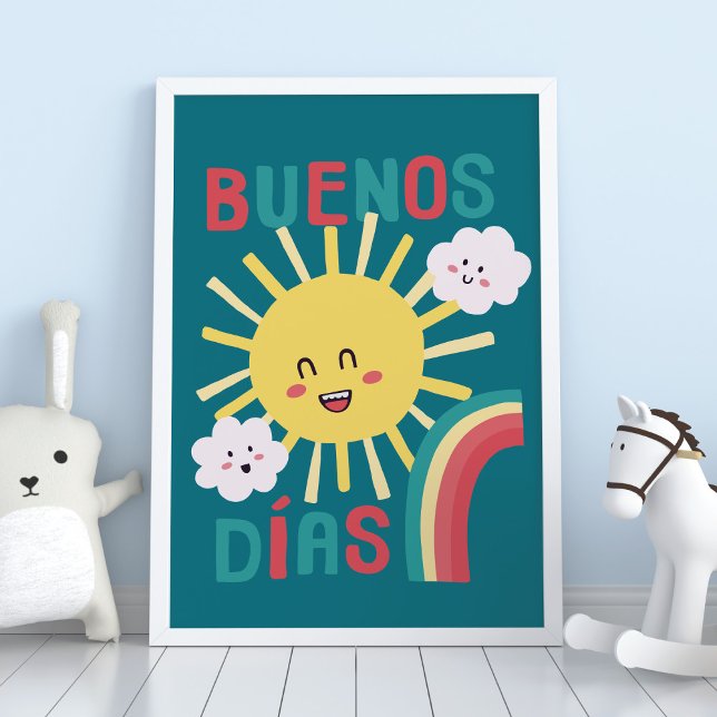 Arte de Berçário do Sol Feliz Azul em Poster em Es (Criador carregado)