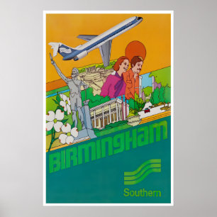 Arte de Birmingham Alabama Impressão Southern Airl