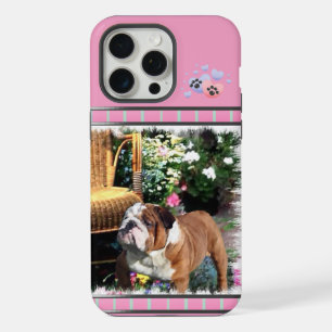 Arte de cachorro Bulldog Inglês rosa fofo moderno