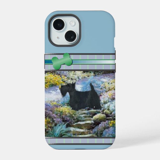 Arte de Cachorro Escocês Moderno Azul (Verso)