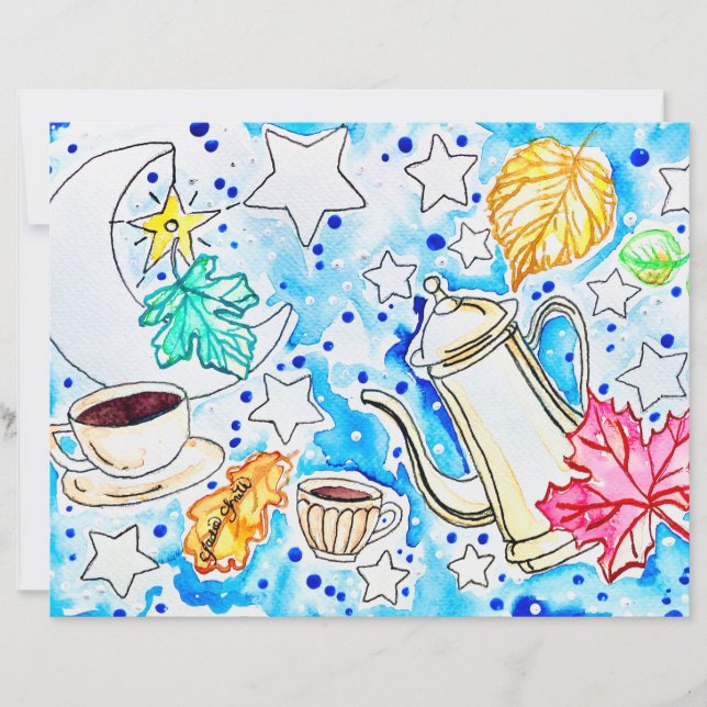 Arte de Café com Folhas de Outono (Frente)