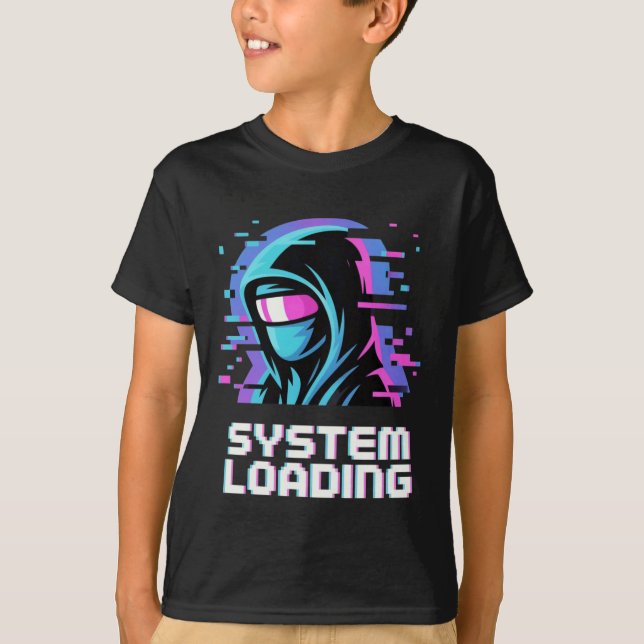 Arte de Camiseta com Tema de Falha Cibernética – S (Frente)