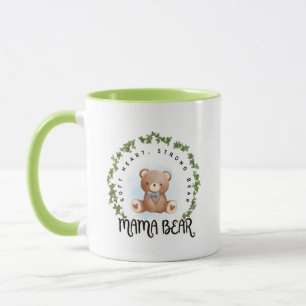 Arte de Caneca da Mamãe Urso em Aquarela Floral