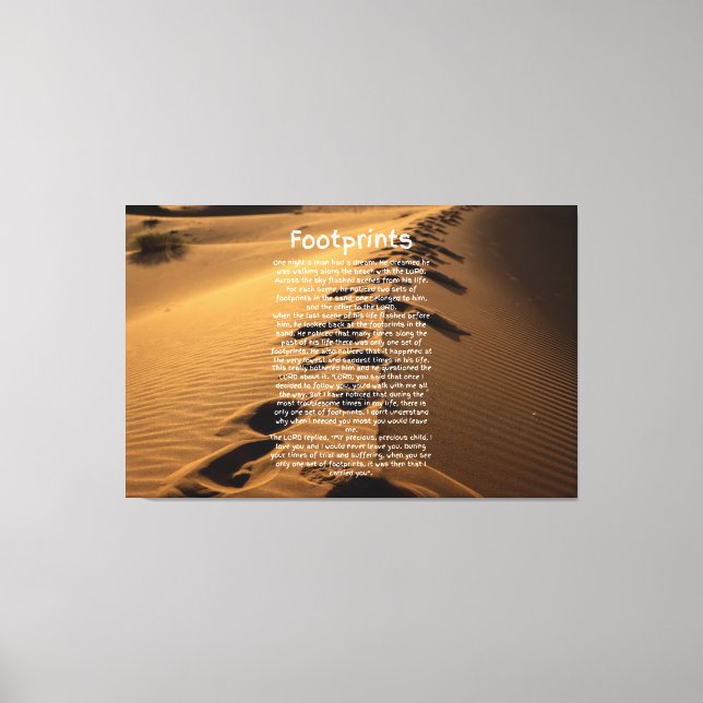 Arte De Canvas Baseada Na Fé Da Oração De Pegada (Frente)