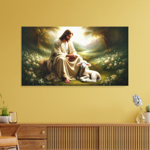 Arte de Canvas de Jesus e Lamb