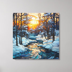 Arte De Canvas De Vidro Manchada De Inverno