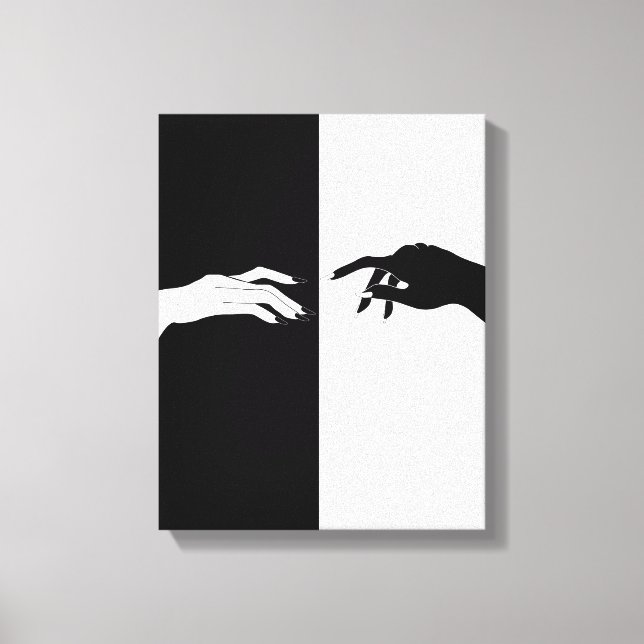 Arte de Canvas em Linha Moderna Mãos Negras e Bran (Frente)