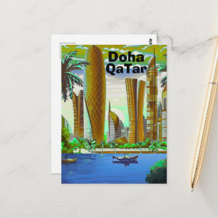 Arte de Cartão Postal de Viagem de Doha, Horizonte