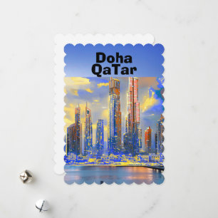 Arte de Cartão Postal de Viagem de Doha, Horizonte